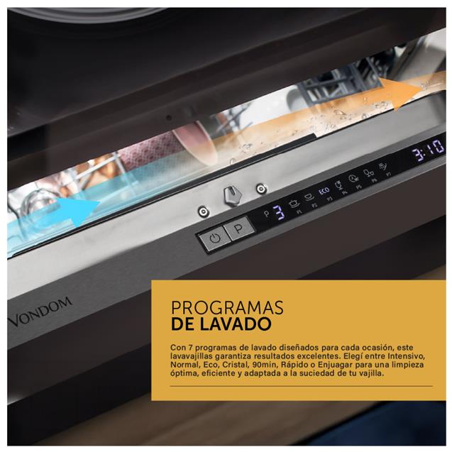 Lavavajillas Panelable Vondom 14 cubiertos 60 Cm (LVJ14P)