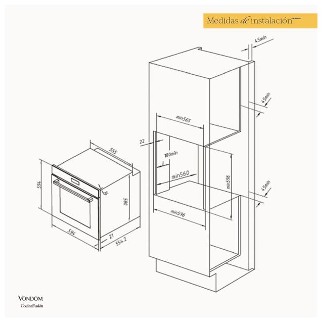 Horno Eléctrico Empotrable Vondom 60 Cm (TNC60ENBS)