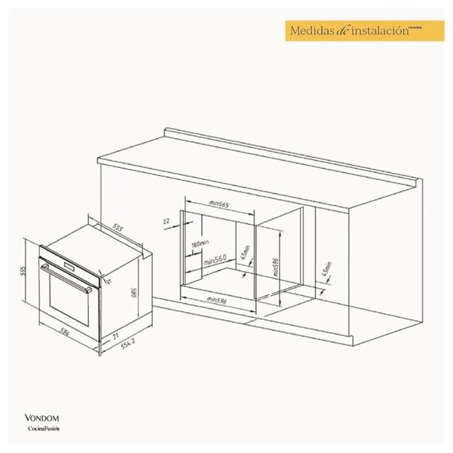 Horno Eléctrico Empotrable Vondom 60 Cm (TNC60ENBS)
