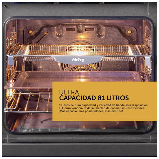 Horno Eléctrico Empotrable Pirolítico con Air Fry Vondom 60 Cm  (TNC60MIBS)