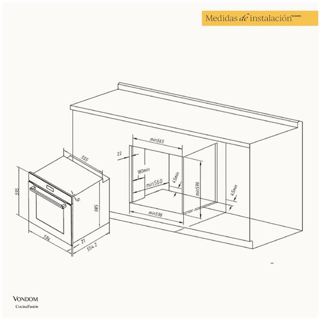 Horno Eléctrico Empotrable Pirolítico con Air Fry Vondom 60 Cm  (TNC60MIBS)
