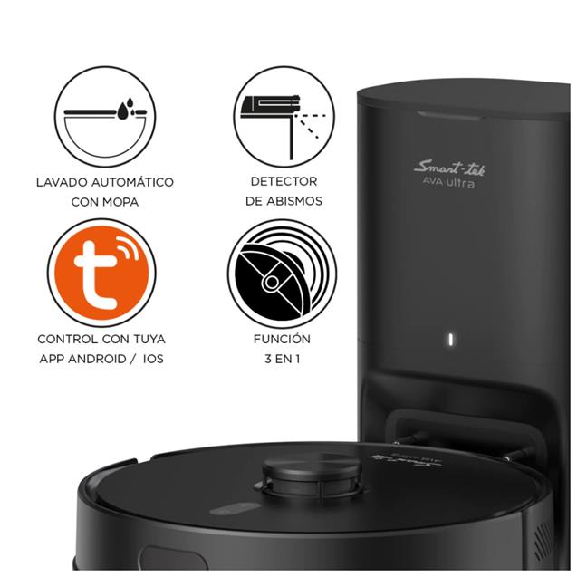 Aspiradora Robot Smart-tek Ava Ultra Wifi Base Intelig. 3 en 1