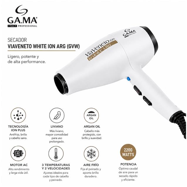 Secador Ga.Ma Viaveneto White Ion Arg (GVW)