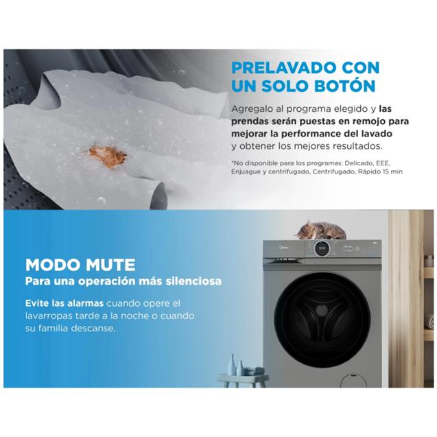 Lavarropas Midea Carga Frontal 6 kg 1000 RPM Titanium (MF100W60/T-A1)