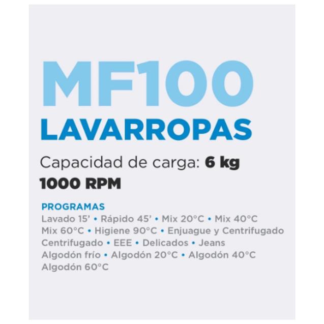 Lavarropas Midea Carga Frontal 6 kg 1000 RPM Titanium (MF100W60/T-A1)