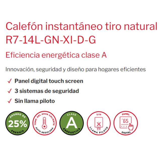 Calefón Rheem R7 Sin Piloto 14L Digital Gris (GN-XI-D-G)