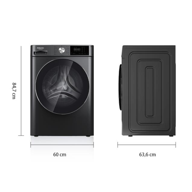 Lavasecarropas Philco Carga Frontal One Touch Direct Drive Inverter 12/8 kg 1400 rpm Titanium (94PHLS128-2TN)