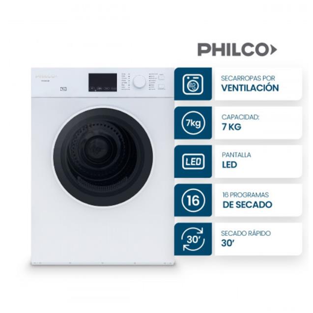 Secarropas Philco 7 Kg Ventilacion Blanco (94PHSA072B)