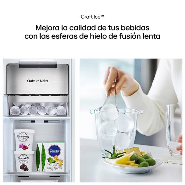 Heladera French Door LG Con Freezer Inverter No Frost 674 Lts Plateado Craft Ice InstaView (GS66SXSC)