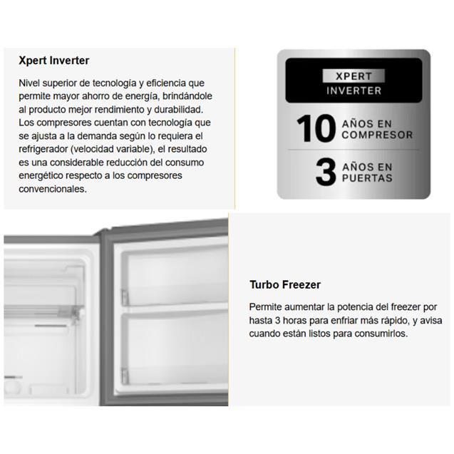 Heladera Con Freezer Whirlpool Evox Inverter No Frost Blanco 397 Lts (WRE44BB)
