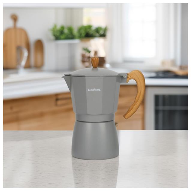 Cafetera Italiana Larhaus Barista Induccion 9pc 410 ml Gris (LH1134)