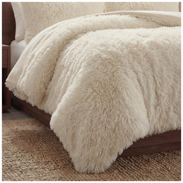 Acolchado Nordico Luxury Pelo Largo Twin Natural 170x230 C/Fundas De Almohadas