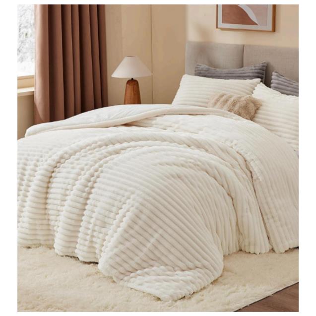 Acolchado Nordico Luxury Rib Queen Natural 240x230 C/Fundas De Almohadas