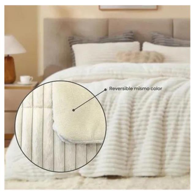 Acolchado Nordico Luxury Rib Twin Natural 170x230 C/Fundas De Almohadas