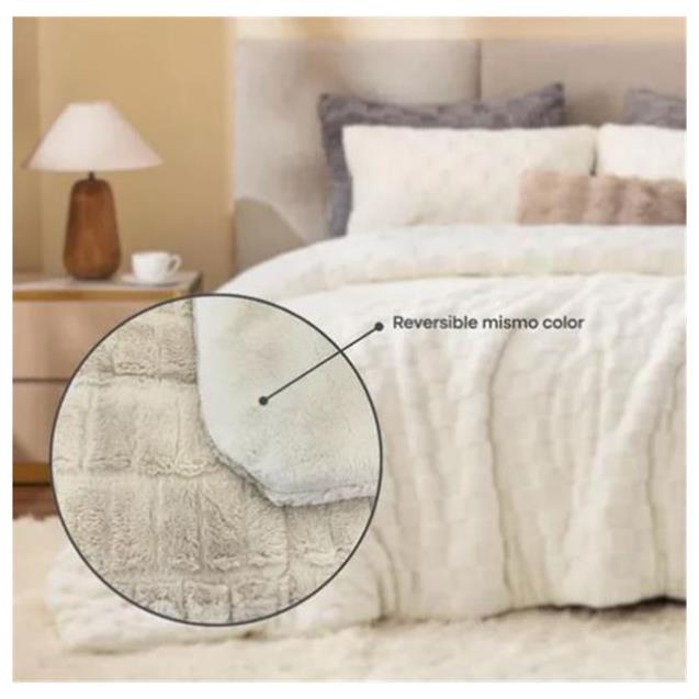 Acolchado Nordico Luxury Bobble Queen Natural 240x230 C/Fundas De Almohadas