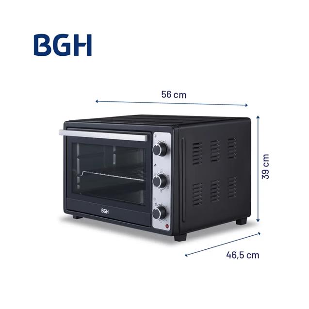 Horno Eléctrico Bgh Duo Antiadherente C/Convecc. 55 Lts 2000w Negro (BHE55M25I)