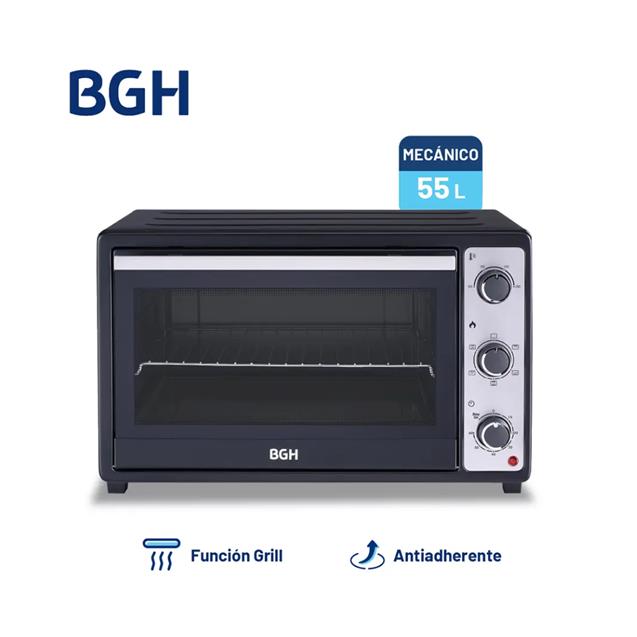Horno Eléctrico Bgh Duo Antiadherente C/Convecc. 55 Lts 2000w Negro (BHE55M25I)
