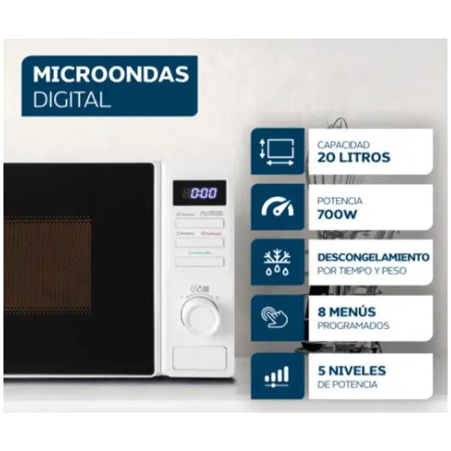 Microondas Philco Digital 20 Lts Blanco (PHDW20UAN)