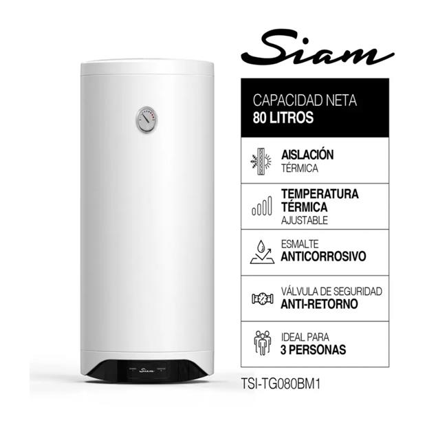 Termotanque Siam 80lts Eléctrico (TSI-TG080BM1) 