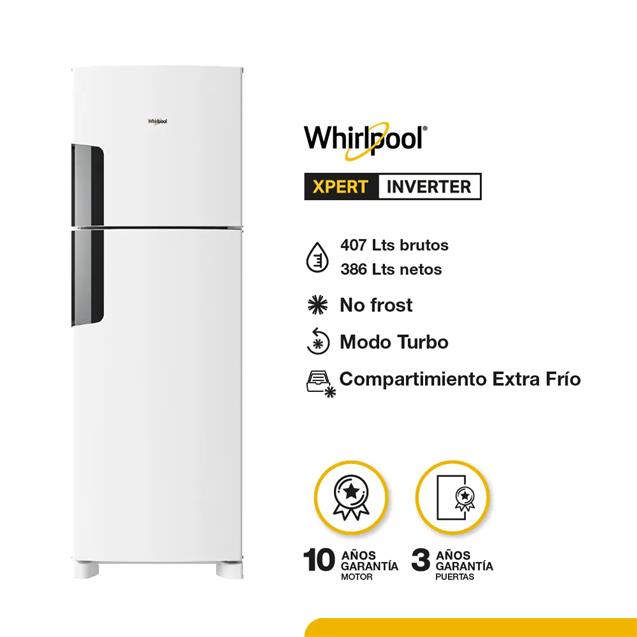 Heladera Inverter Whirlpool 386 Lts Blanca (WRM42MB)