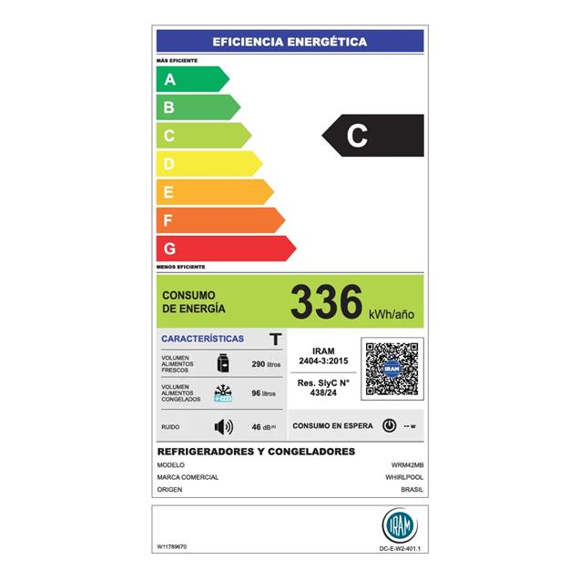 Heladera Inverter Whirlpool 386 Lts Blanca (WRM42MB)