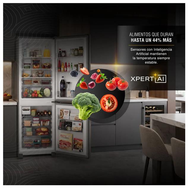 Heladera con Freezer Whirlpool XpertAI No Frost Inverter Plateada 530 Litros (WRE66AK)
