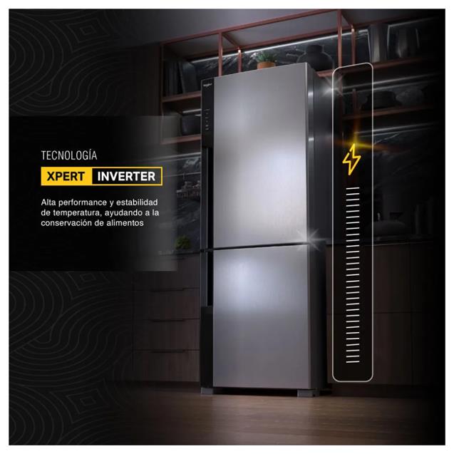 Heladera con Freezer Whirlpool XpertAI No Frost Inverter Plateada 530 Litros (WRE66AK)