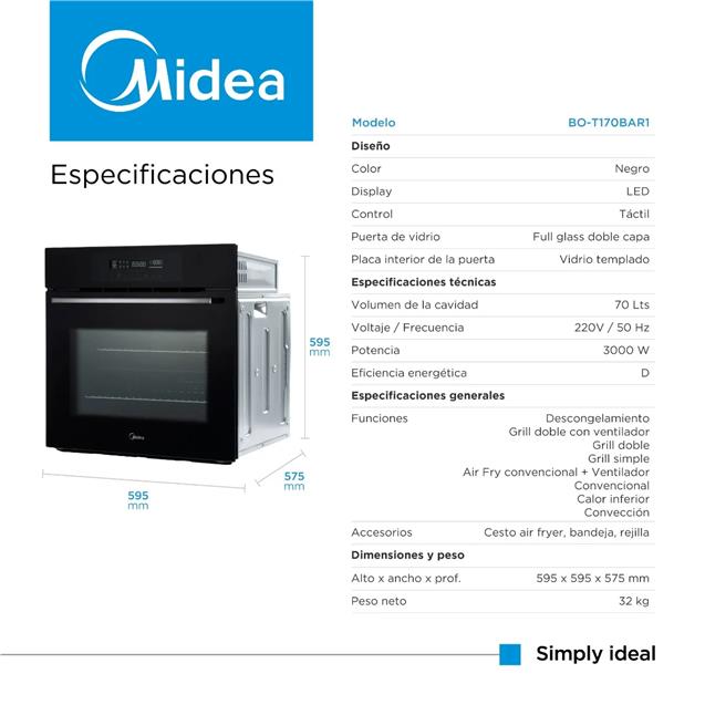 Horno Electrico Midea Touch (T170BAR1)