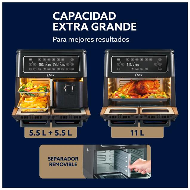 Freidora Oster 11Lts S/Aceite Flex Negro (AF11M)