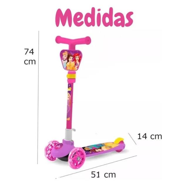 Monopatín Plegable Princesas 74x51x14 Cm 35KG (GULL12018)