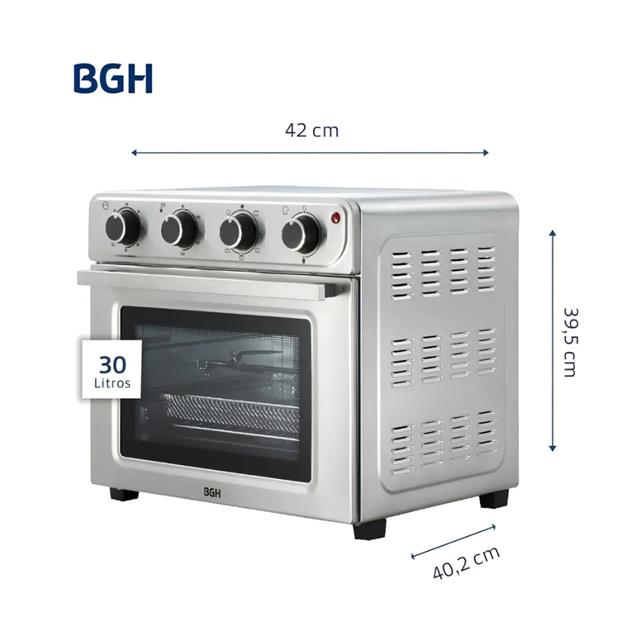 Horno Eléctrico Bgh 30 Lts Spiedo Airfry Inox (BHE30FX25T)