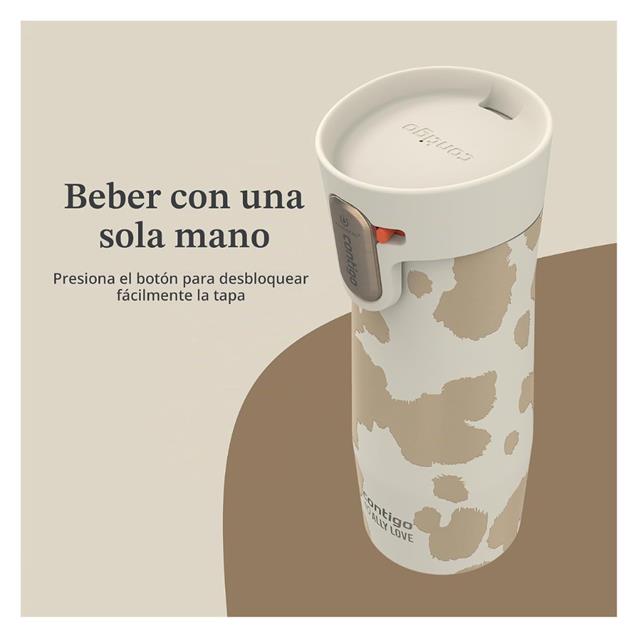 Vaso Termico Contigo Inox c/boton  473 ML Oatmilk Cowhidey