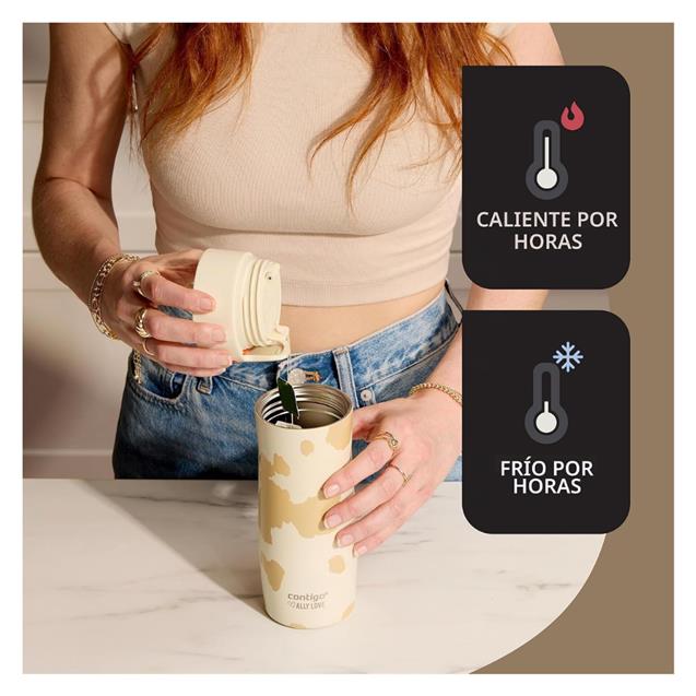 Vaso Termico Contigo Inox c/boton  473 ML Oatmilk Cowhidey