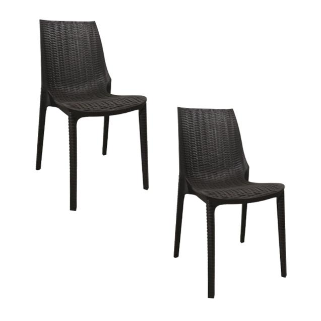 Silla Plástica Harmony Quality Simil Ratan Negro x 2 Unidades (16109)