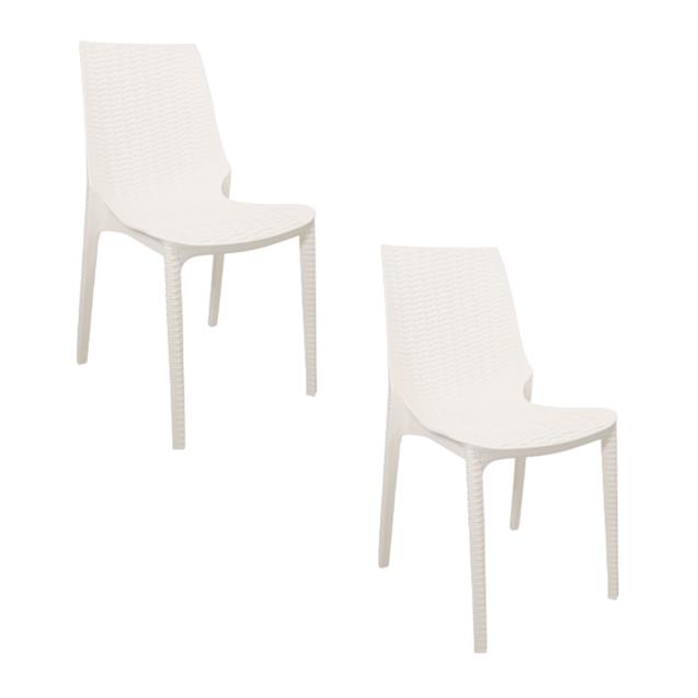 Silla Plástica Harmony Quality Simil Ratan Blanco x 2 Unidades (16101)