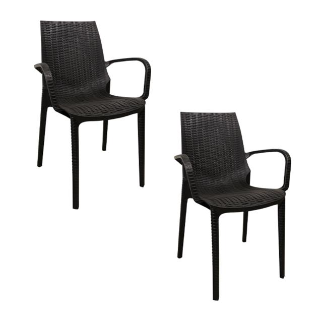 Sillón Plástico Melody Quality Simil Ratan Negro x 2 Un. (16108)