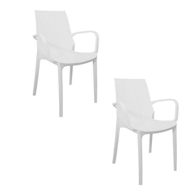 Sillón Plástico Melody Quality Simil Ratan Blanco x 2 Unidades (16123)