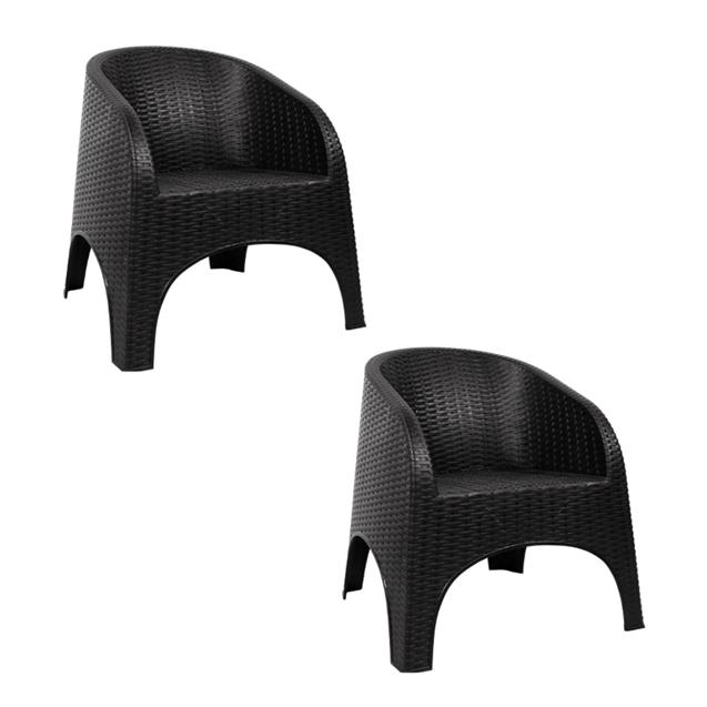 Sillón Plástico Nepal/Alejo Quality Simil Ratan Negro x 2 Unidades (16269)