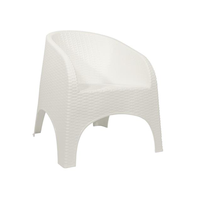 Sillón Plástico Nepal/Alejo Quality Simil Ratan Blanco x 2 Unidades (16268)