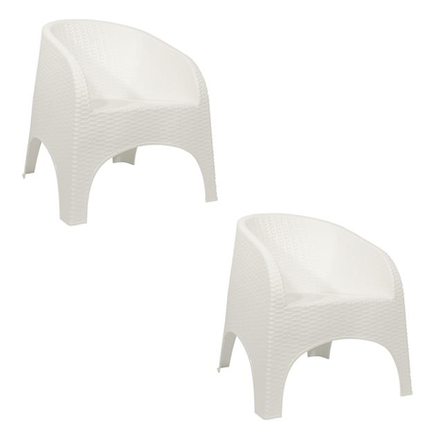 Sillón Plástico Nepal/Alejo Quality Simil Ratan Blanco x 2 Unidades (16268)