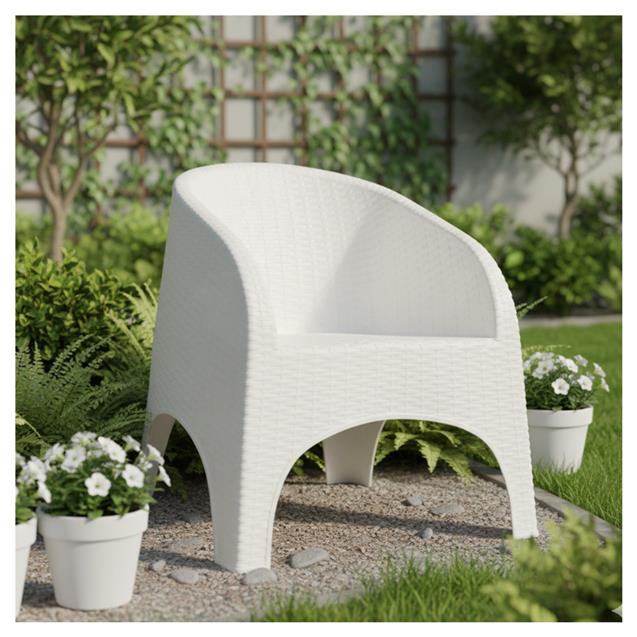 Sillón Plástico Nepal/Alejo Quality Simil Ratan Blanco x 2 Unidades (16268)