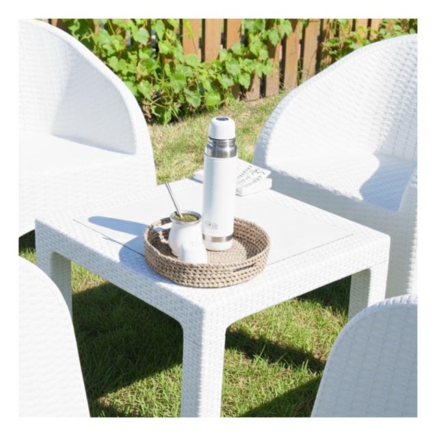Mesa Cuadrada Quality Alejito Simil Ratán 68cm Blanca (17291)