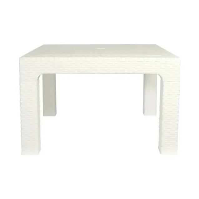 Mesa Cuadrada Quality Alejito Simil Ratán 68cm Blanca (17291)