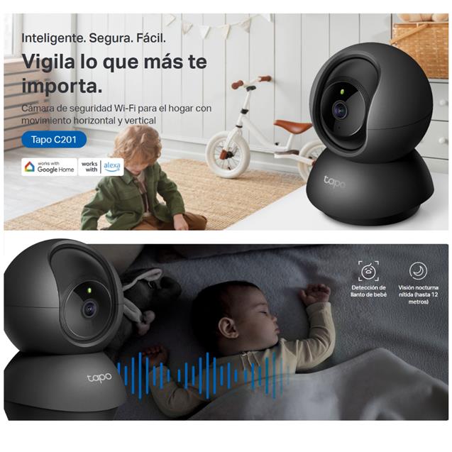 Camara Seguridad Tapo C201 Mov Remoto Day/Night SD Wifi IA Negra (C201)