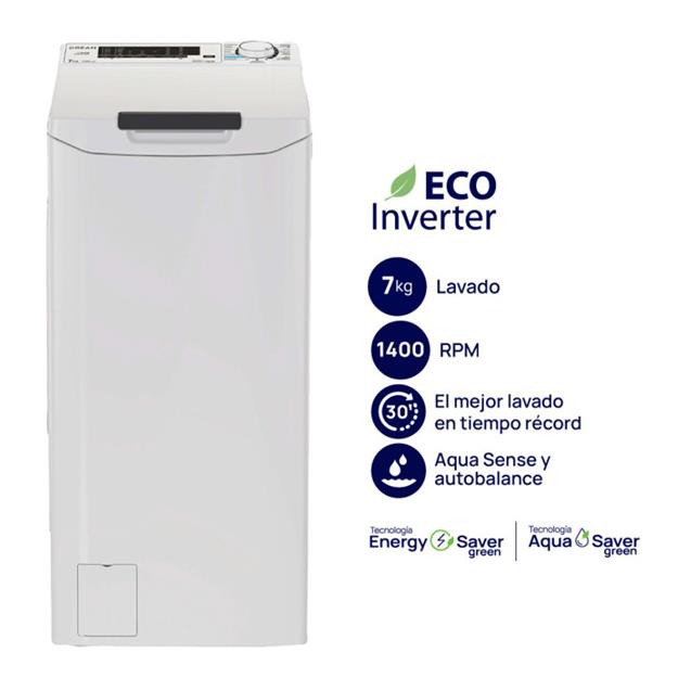 Lavarropas Drean Carga Superior EcoInverter 7 kg 1400 rpm Blanco (LTDRI0714PB)