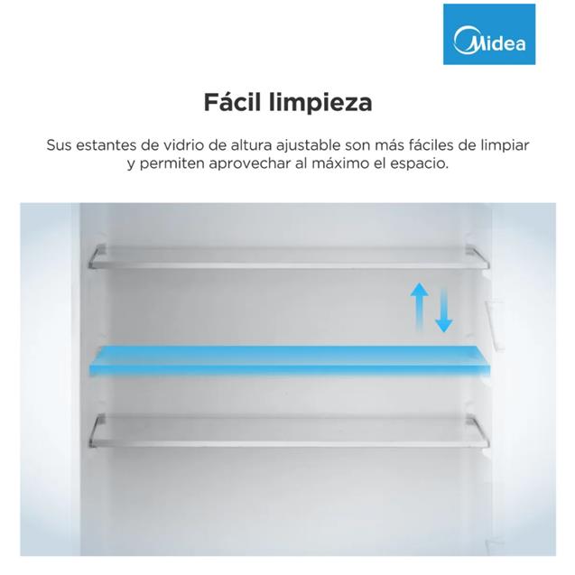 Heladera Midea Top Mount con Freezer Cíclica Silver 295 L (MDRT414FGE50A)