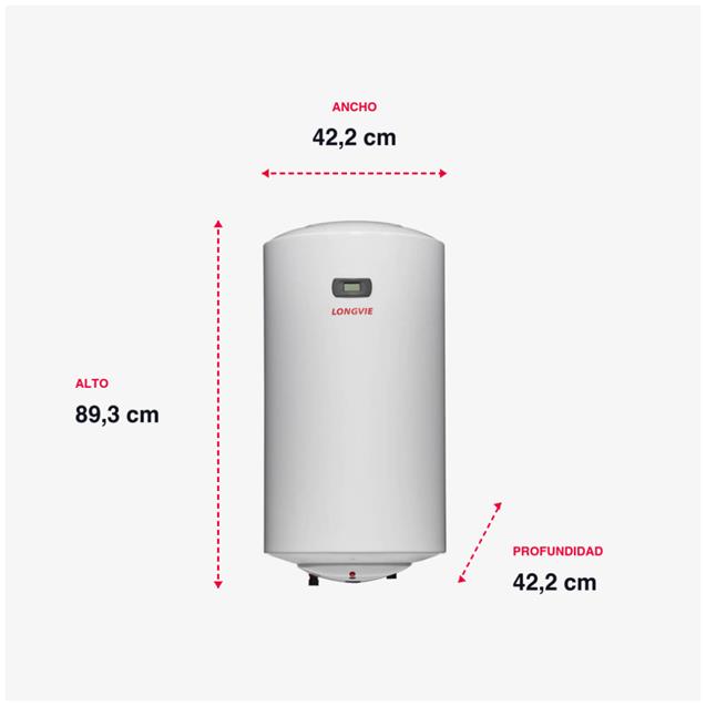 Termotanque Longvie Eléctrico 80 Lts Colgar  Conexión Inferior (TE80D)