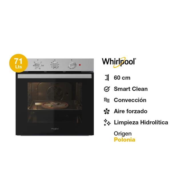 Horno Whirlpool Eléctrico. 71 Lts Silver (WOB71AS)