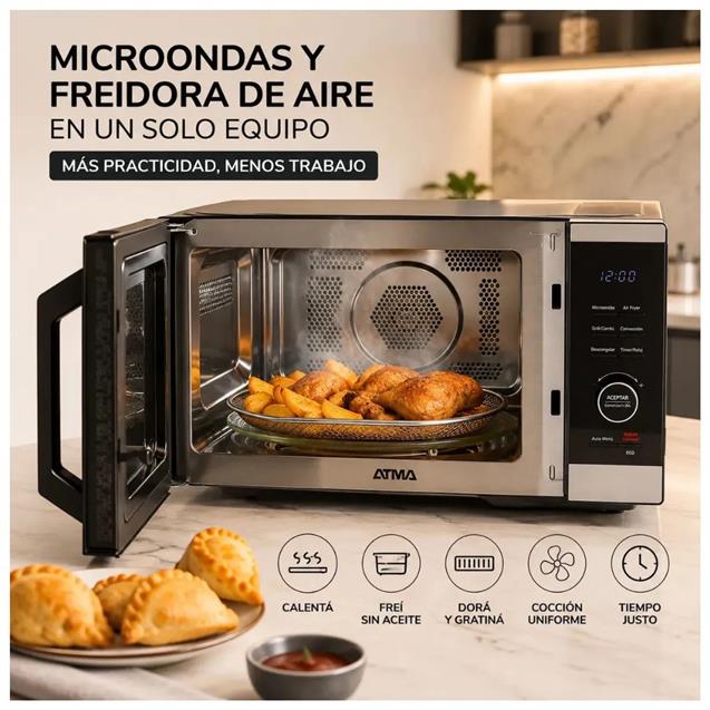 Microondas Atma 26 Lts Digital C/Grill AirFryer 900w Black (MATDAB26UAN)
