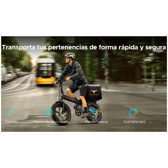 Bicicleta Engwe eléctrica EP-2 PRO Plegable Gris 120km Autonomía